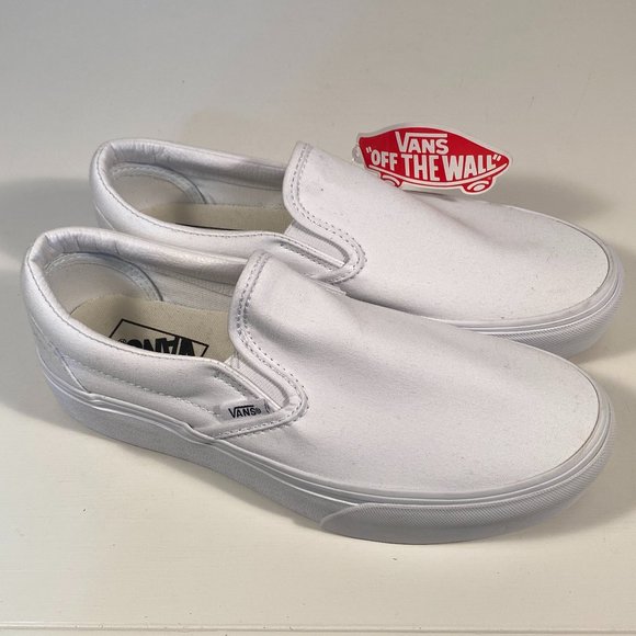 Vans Shoes - Vans Low White Canvas Slip on Sneakers Women Size 8.5